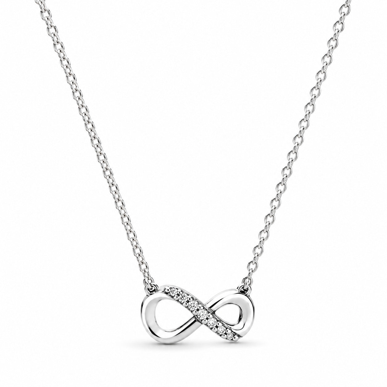 Sparkling Infinity Collier Necklace Hallmarked S925 Sterling Silver
