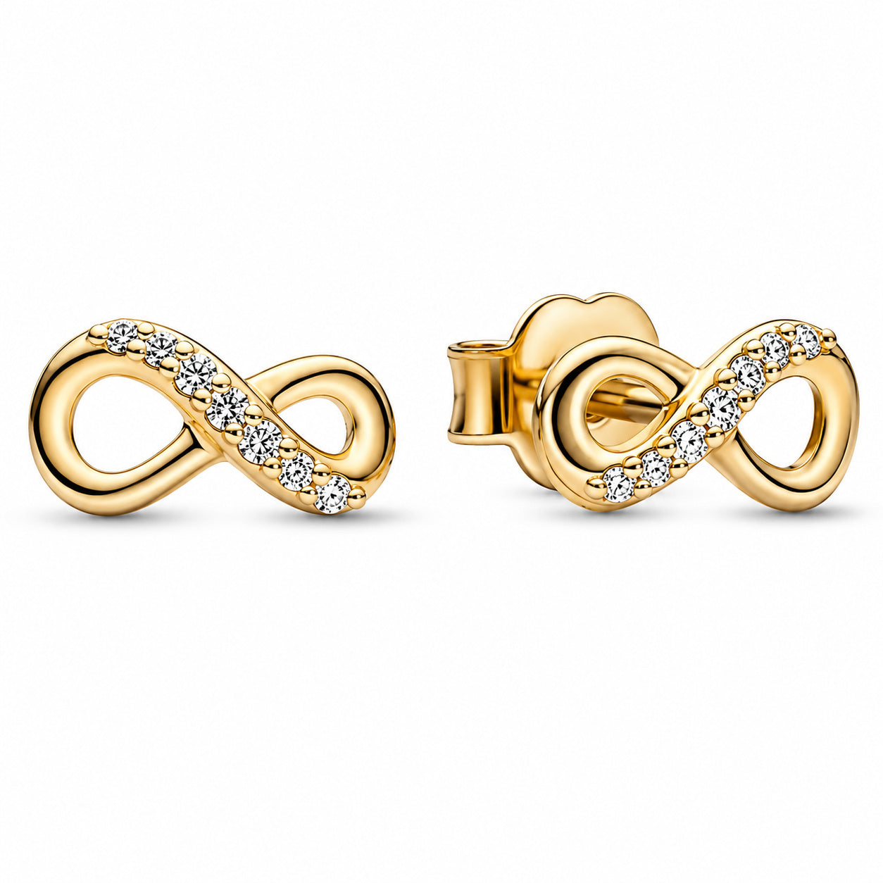 Sparkling Infinity Stud Gold Earrings
