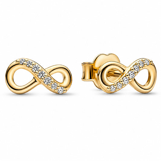 Sparkling Infinity Stud Gold Earrings