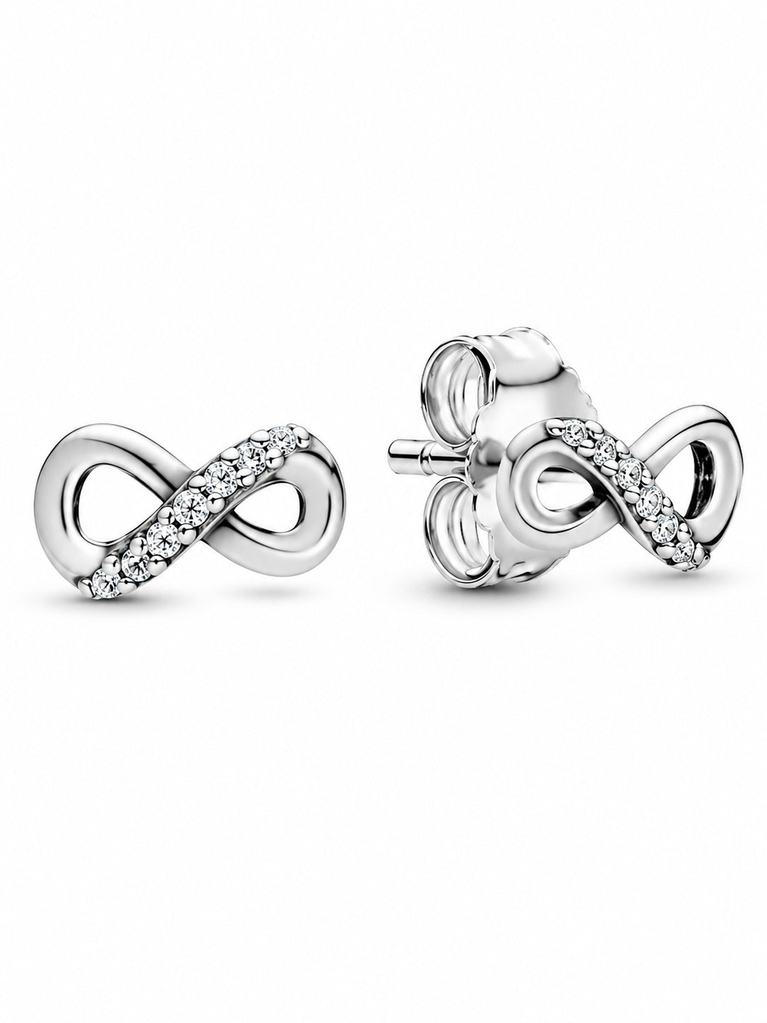 Sparkling Sterling Silver Infinity Stud Earrings