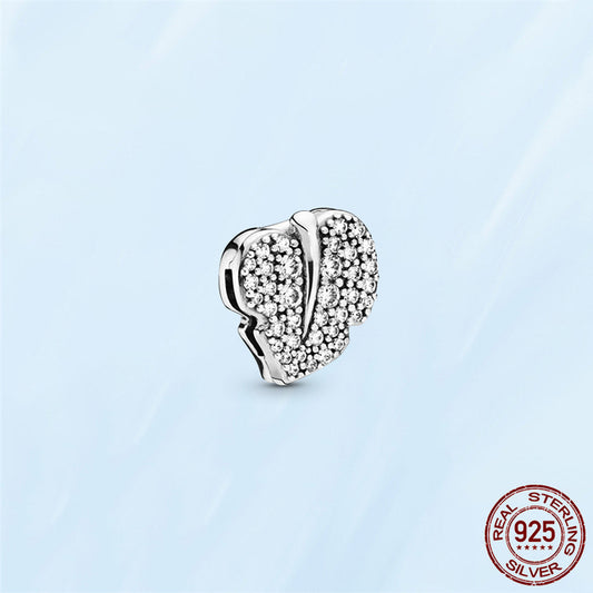 Sparkling Leaf Clip Reflexions Charm Hallmarked S925 Sterling Silver