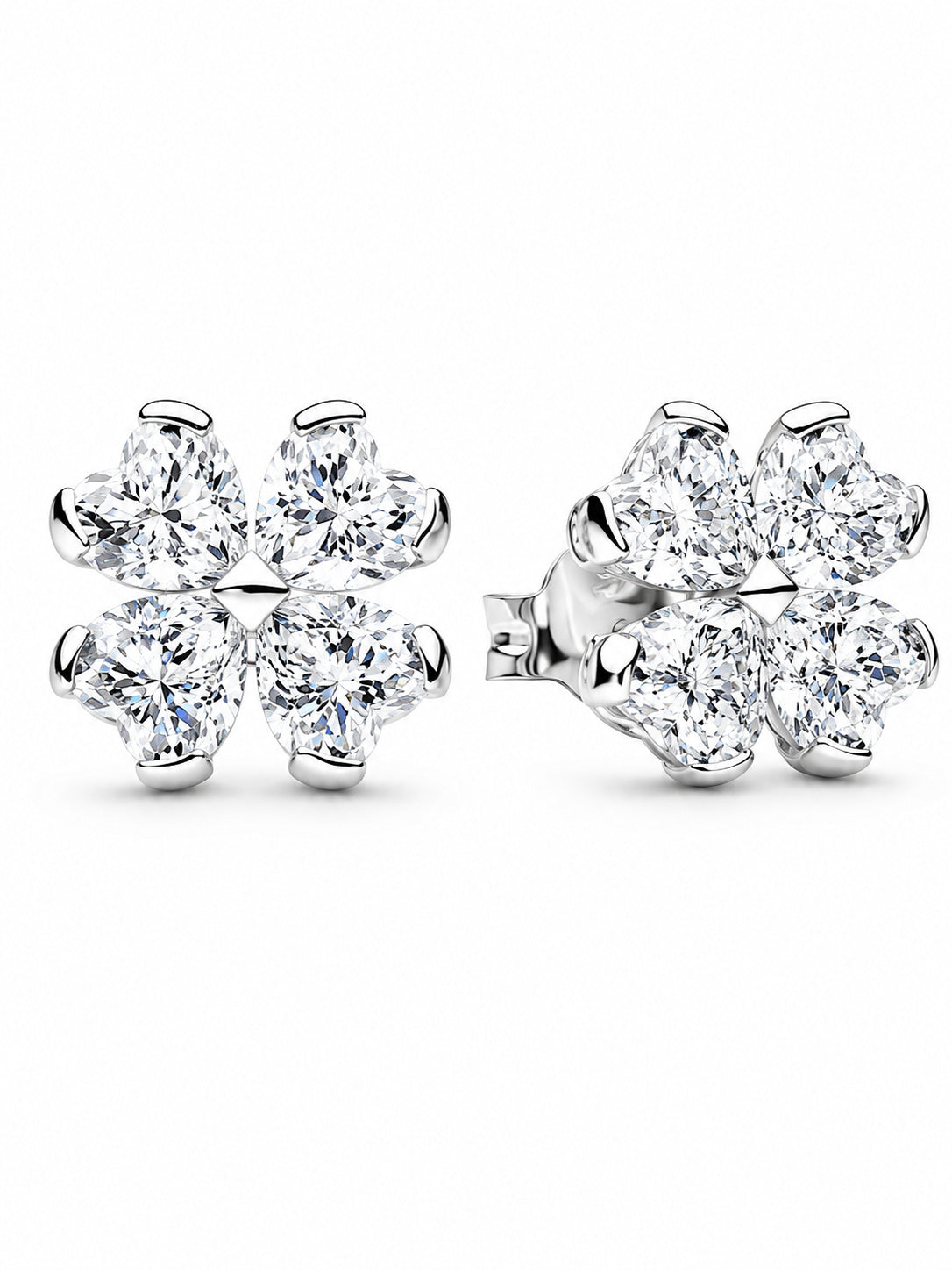 Sparkling Sterling Silver Lucky Clover Stud Earrings