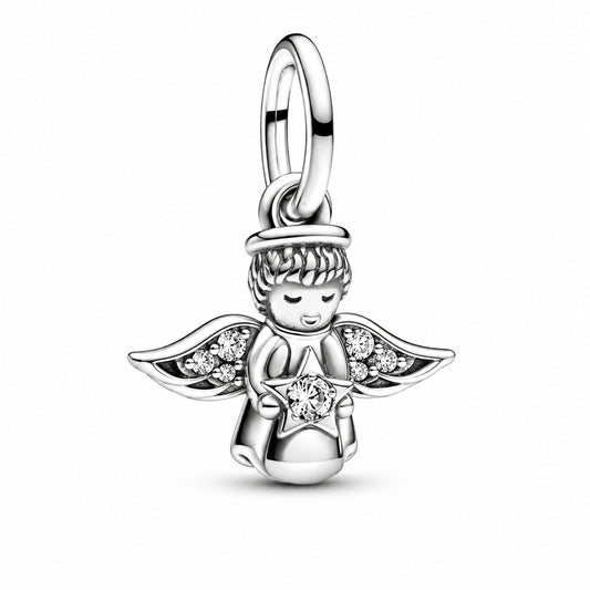 Sparkling Angel Dangle Charm S925 Sterling Silver