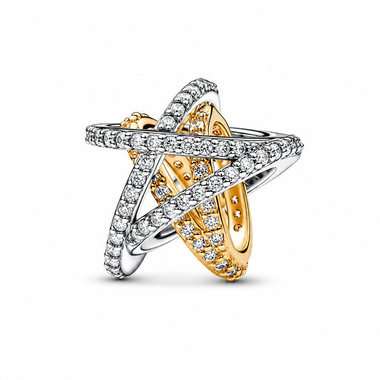 Sparkling Crossover Star Charm S925 Sterling Silver