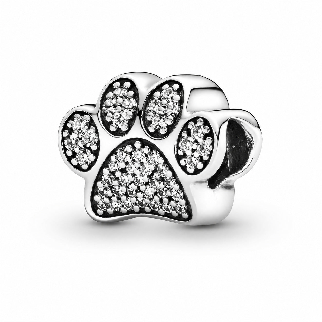 Sparkling Paw Print Charm S925 Sterling Silver