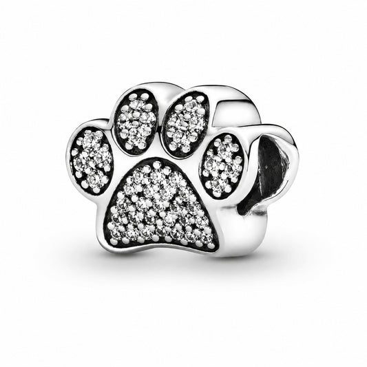 Sparkling Paw Print Charm S925 Sterling Silver