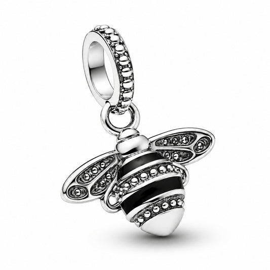 Sparkling Queen Bee Pendant Charm S925 Sterling Silver