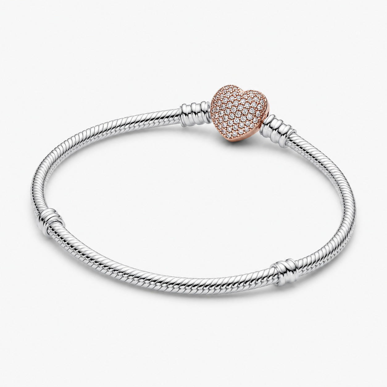 Sparkling Rose Gold Heart Charm Bracelet