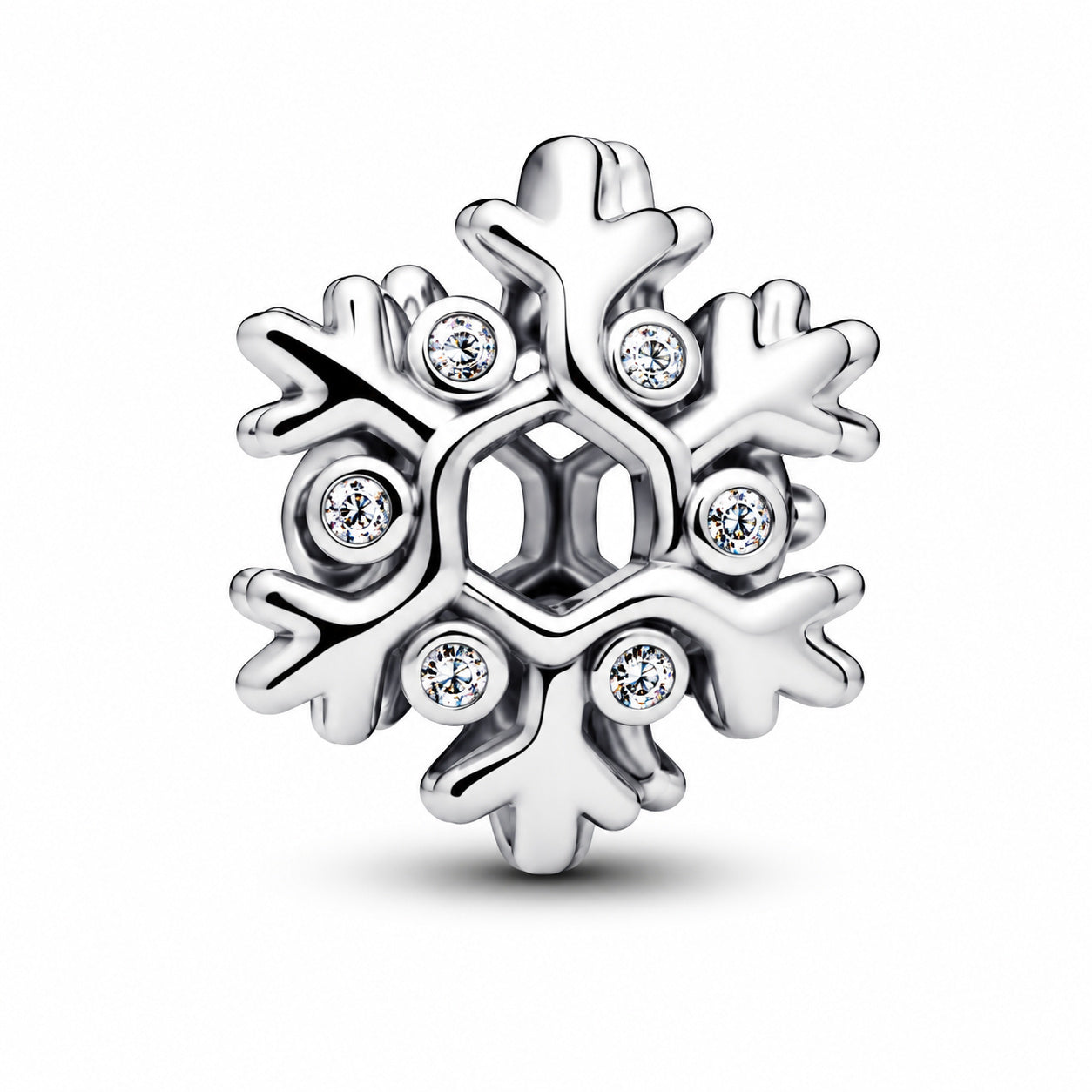 Sparkling Winter Snowflake Christmas Charm Hallmarked S925 Sterling Silver