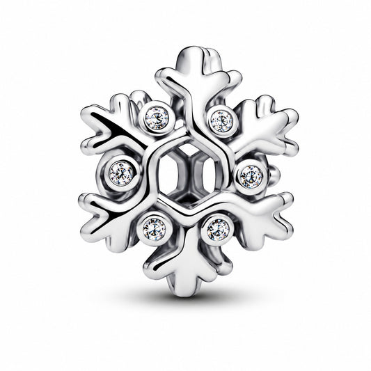 Sparkling Winter Snowflake Christmas Charm Hallmarked S925 Sterling Silver