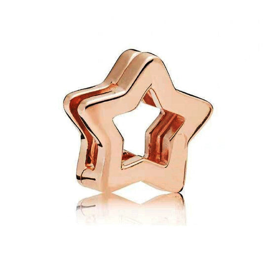 Rose Gold Star Clip Reflexions Charm Hallmarked S925 Sterling Silver