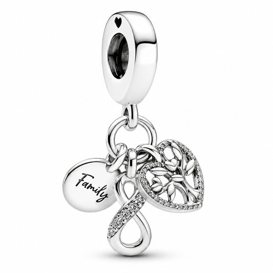 Family Infinity Triple Dangle Charm S925 Sterling Silver