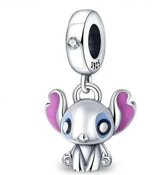 Disney Stitch Dangle Charm Hallmarked S925 Sterling Silver