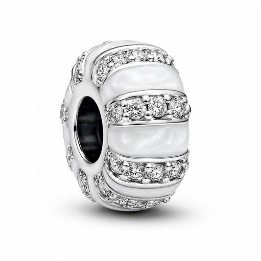 Stones & Enamel Stopper Charm Hallmarked S925 Sterling Silver