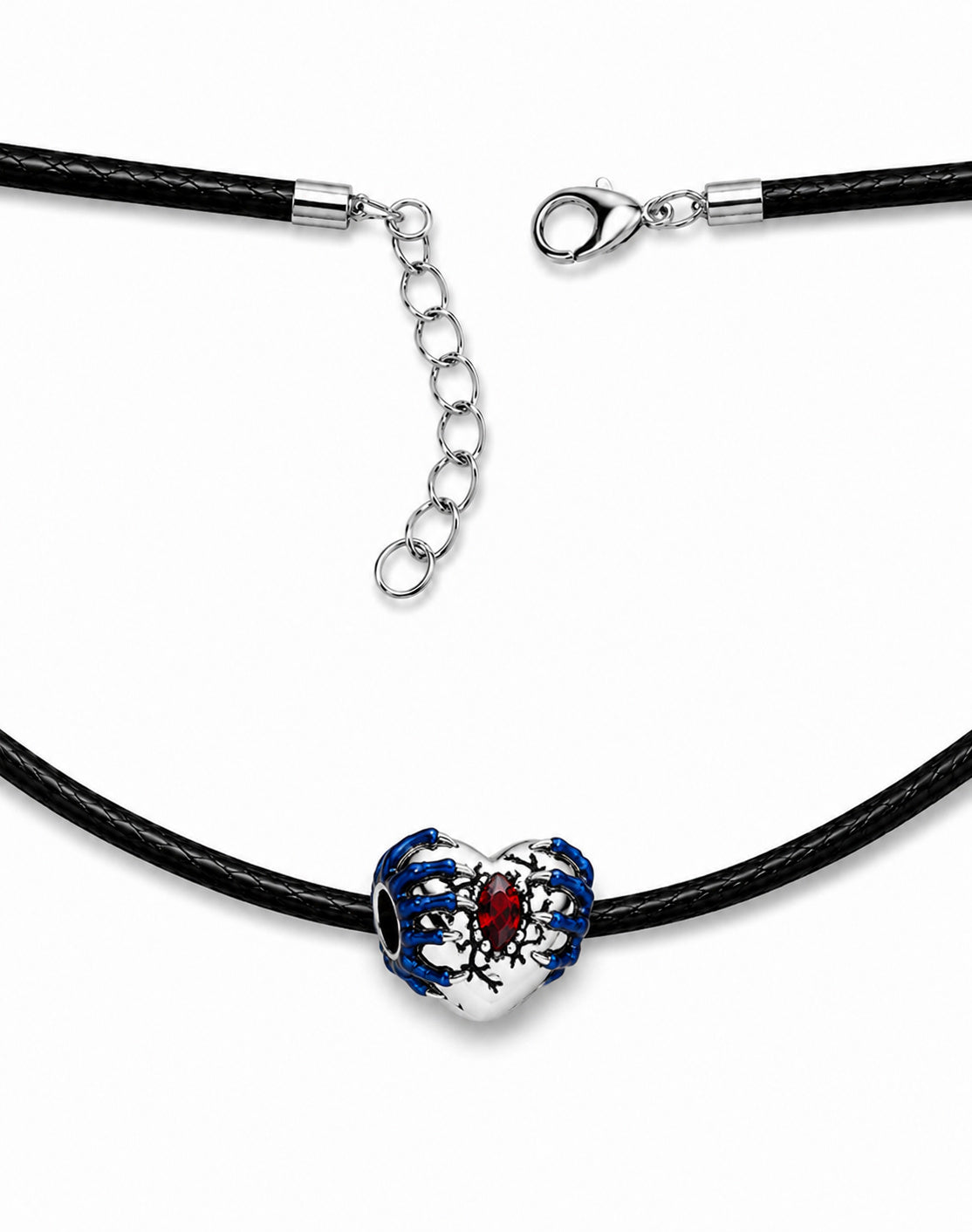 Stranger Things Glow-in-the-dark Heart Necklace Pendant & Adjustable Black Cord Hallmarked S925 Sterling Silver