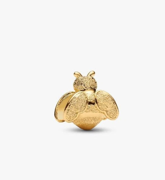 Textured Bee Mini Charm Hallmarked S925 Sterling Silver