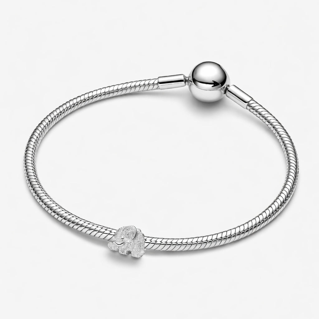 Textured Elephant Mini Charm Hallmarked S925 Sterling Silver