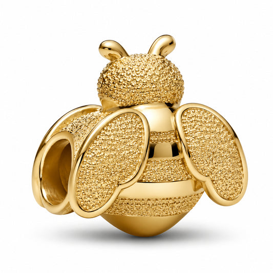 Textured Bee Mini Charm Hallmarked S925 Sterling Silver
