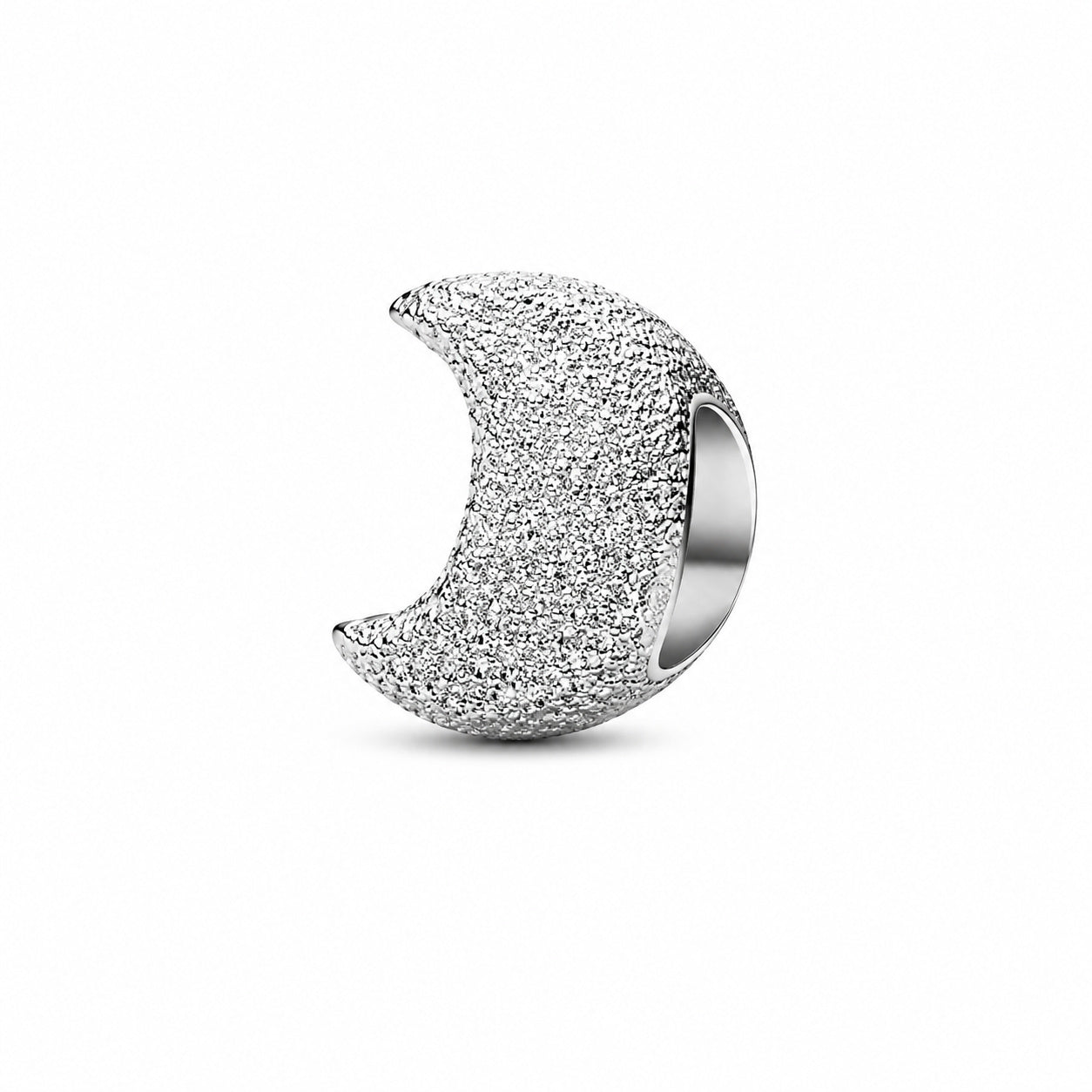 Textured Moon Mini Charm Hallmarked S925 Sterling Silver