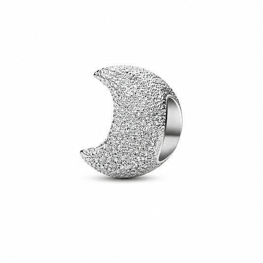 Textured Moon Mini Charm Hallmarked S925 Sterling Silver
