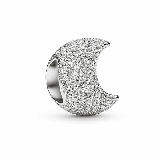 Textured Moon Mini Charm Hallmarked S925 Sterling Silver
