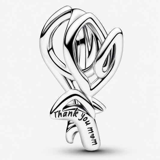 Tulip Thank You Mum Charm Hallmarked S925 Sterling Silver