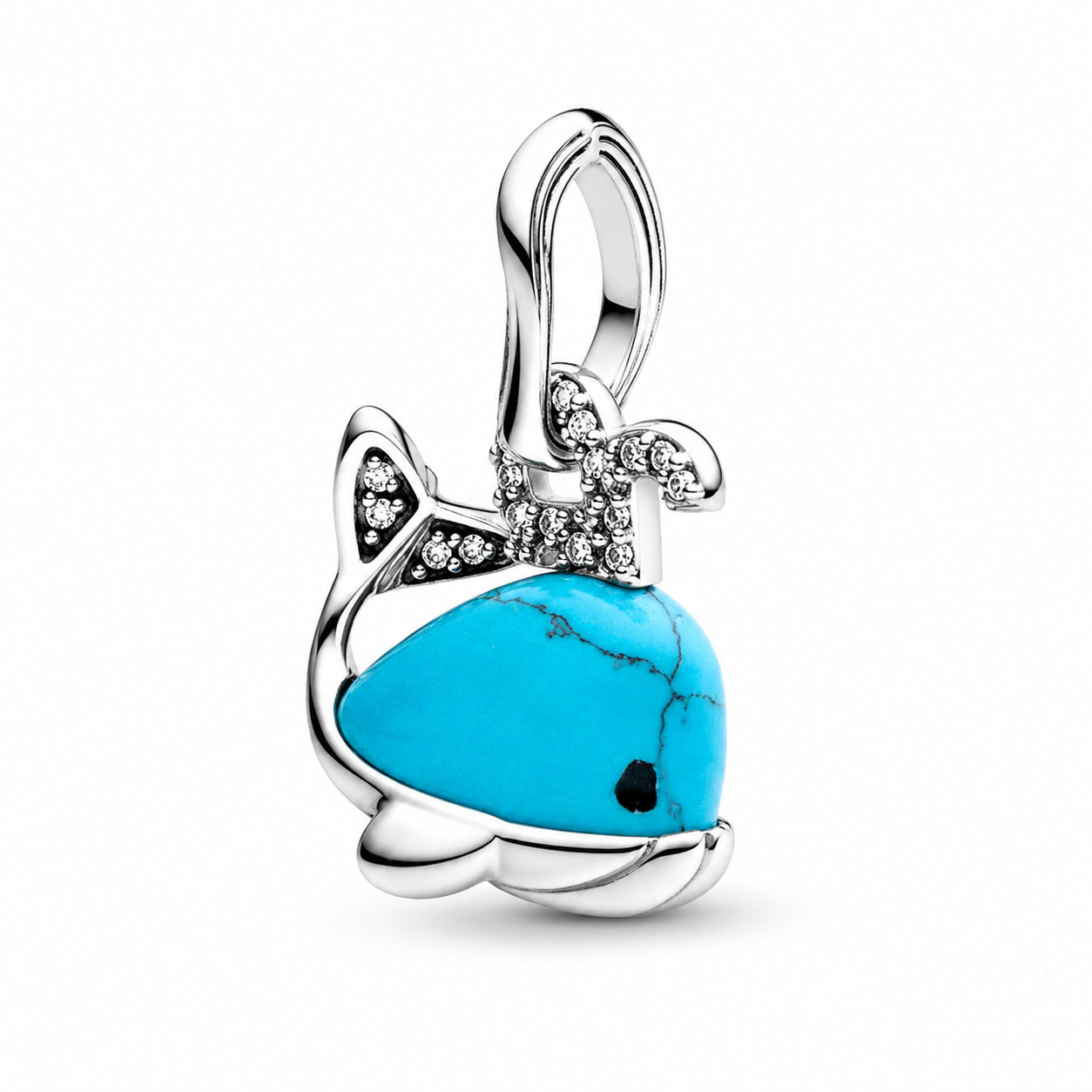 Turquoise-coloured Whale Dangle Charm S925 Sterling Silver