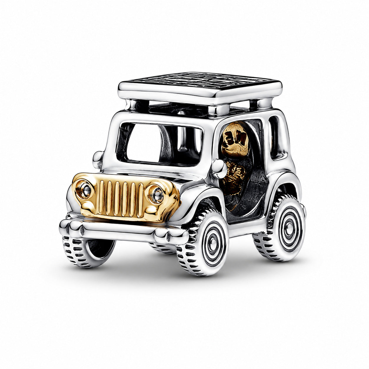 Two-tone Adventure Car Charm S925 Sterling Silver