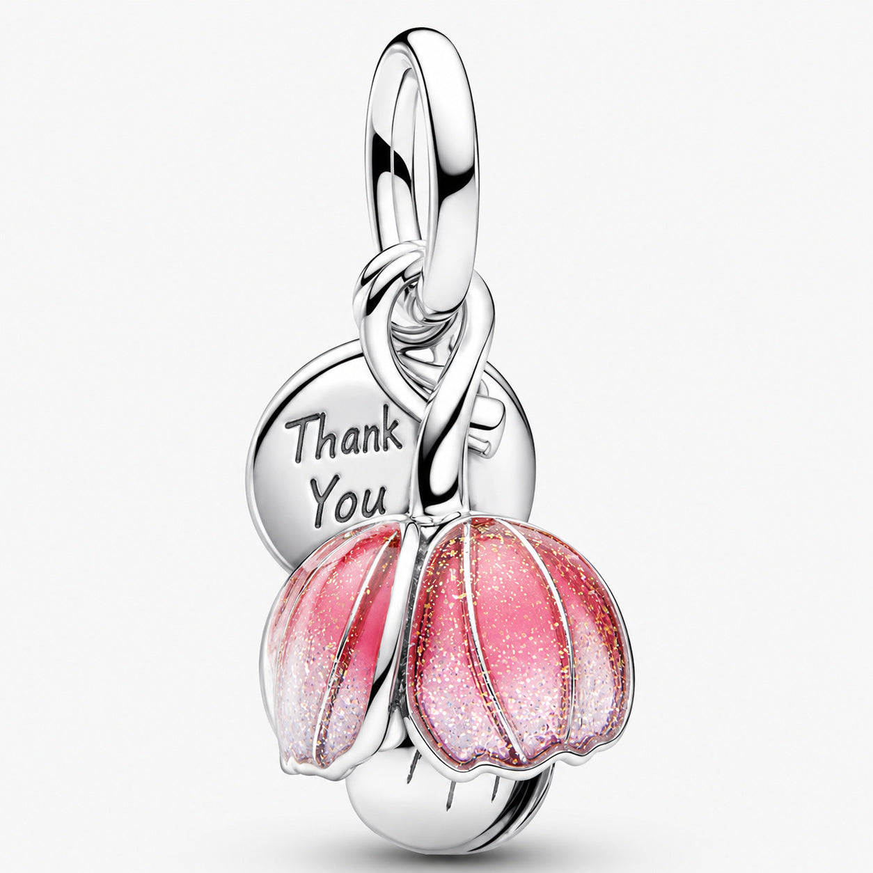 Two Tone Blooming Flower Dangle Charm Hallmarked S925 Sterling Silver