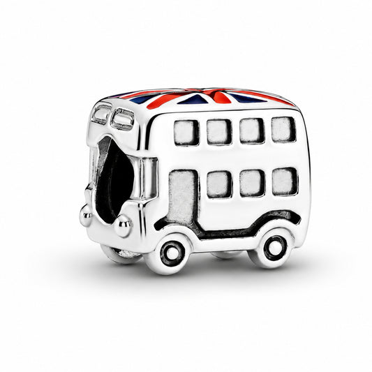 Union Jack London Bus Charm Hallmarked S925 Sterling Silver
