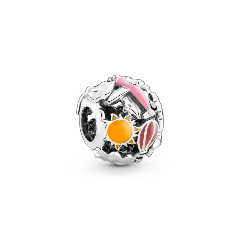 Fly Away Rainbow Sky & Travel Charm Hallmarked S925 Sterling Silver