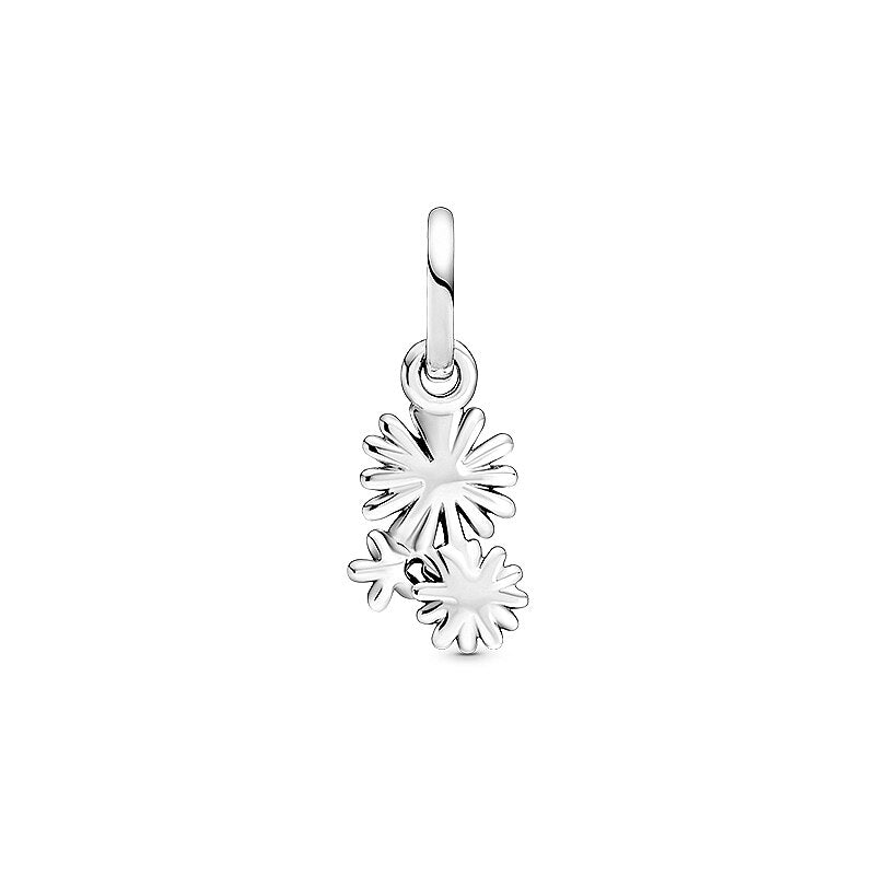 White Daisy Dangle Charm Hallmarked S925 Sterling Silver