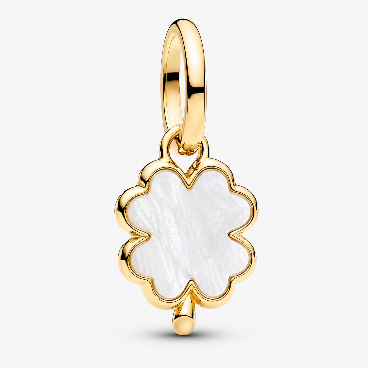 White Lucky Clover Dangle Charm Hallmarked S925 Sterling Silver