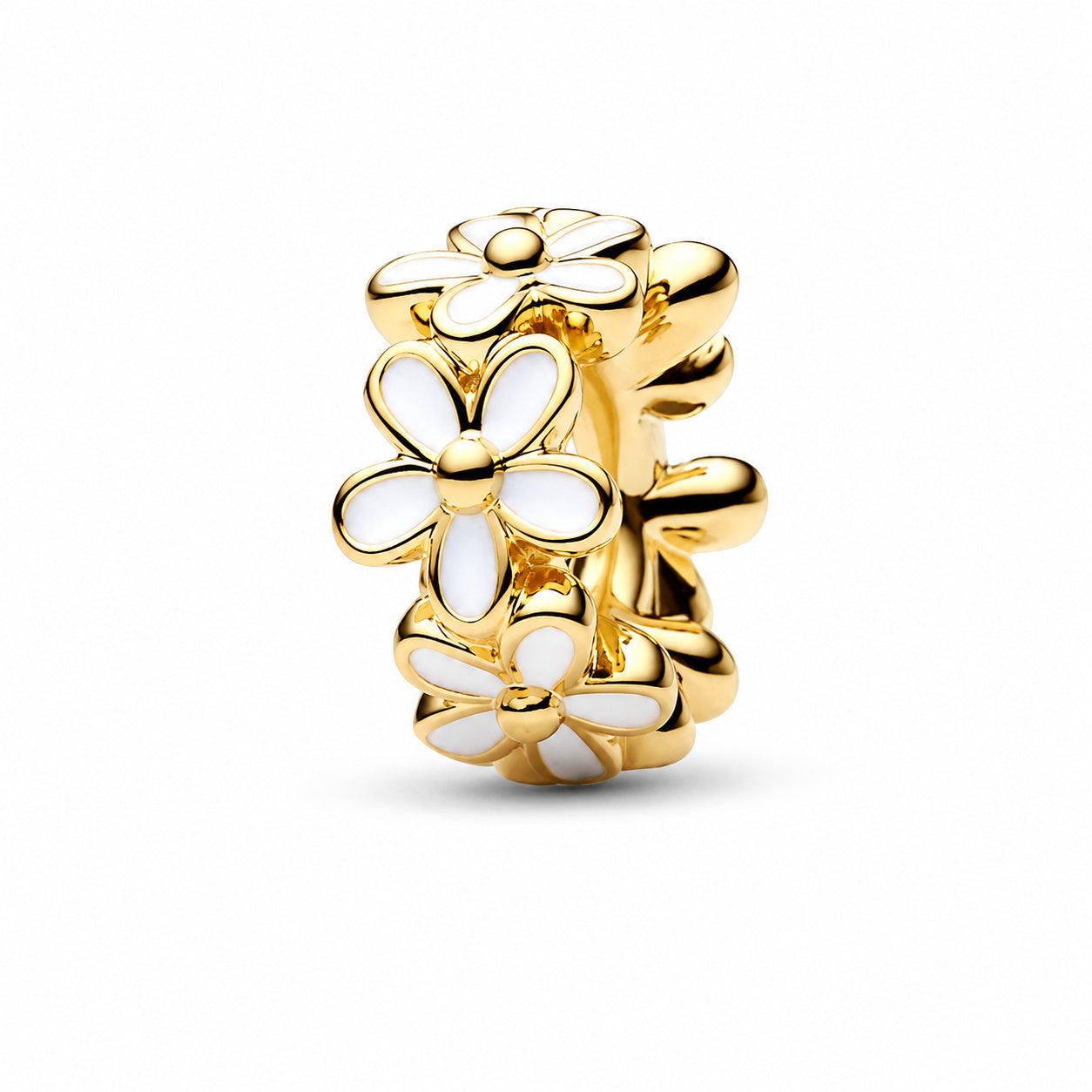 White Daisy Flower Spacer Charm Hallmarked S925 Sterling Silver