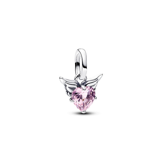 Winged Heart Mini Dangle Charm Hallmarked S925 Sterling Silver
