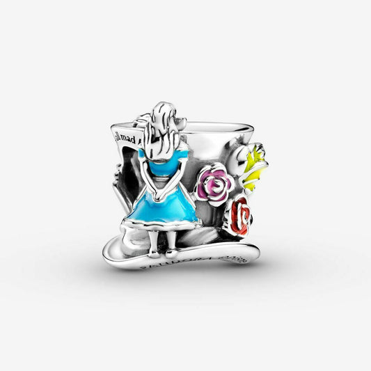 Disney Alice in Wonderland Mad Hatters Tea Party Charm Hallmarked S925 Sterling Silver