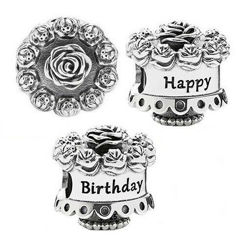 Birthday Celebration Cake Charm Hallmarked S925 Sterling Silver