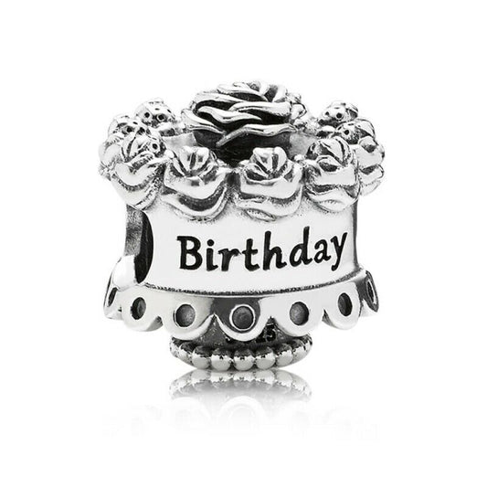 Birthday Celebration Cake Charm Hallmarked S925 Sterling Silver