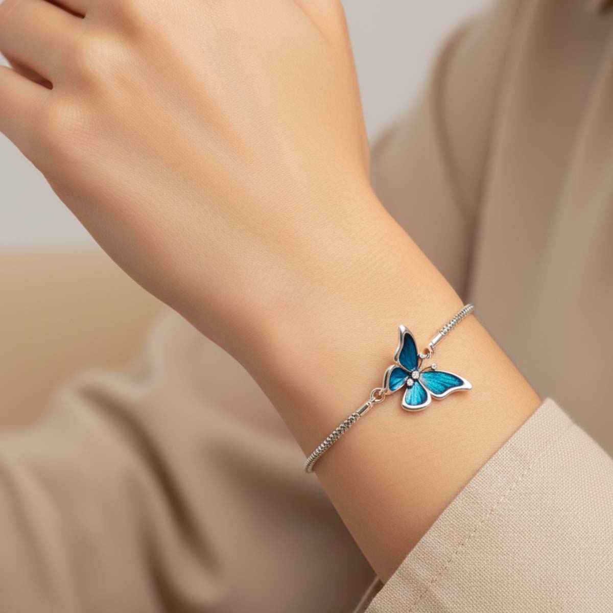 Oversized Butterfly Charm Hallmarked S925 Sterling Silver