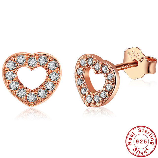 Captured Heart Sterling Silver rose gold stud Earrings