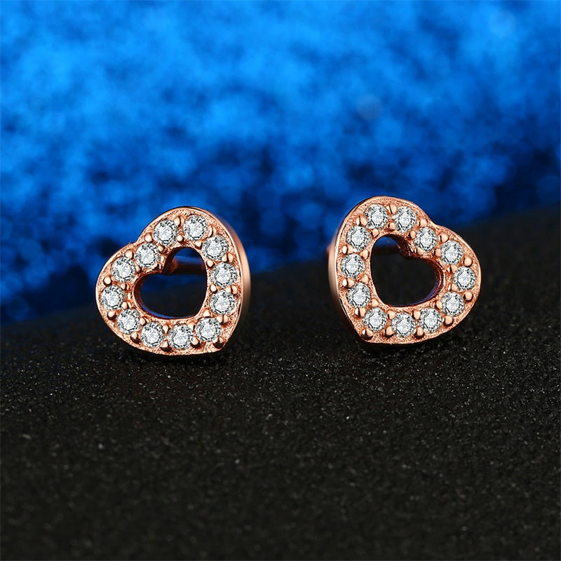 Captured Heart Sterling Silver rose gold stud Earrings