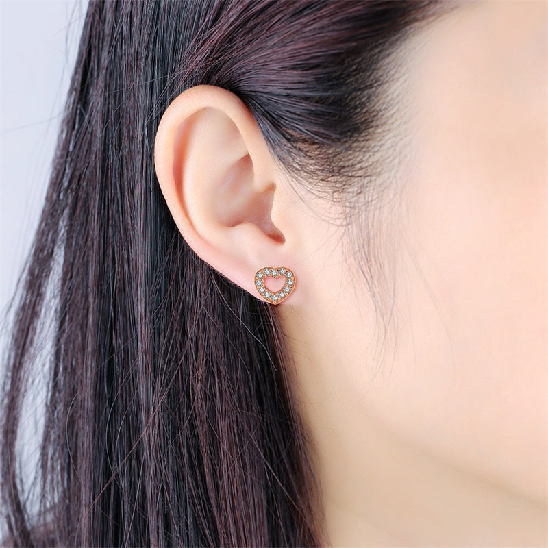 Captured Heart Sterling Silver rose gold stud Earrings