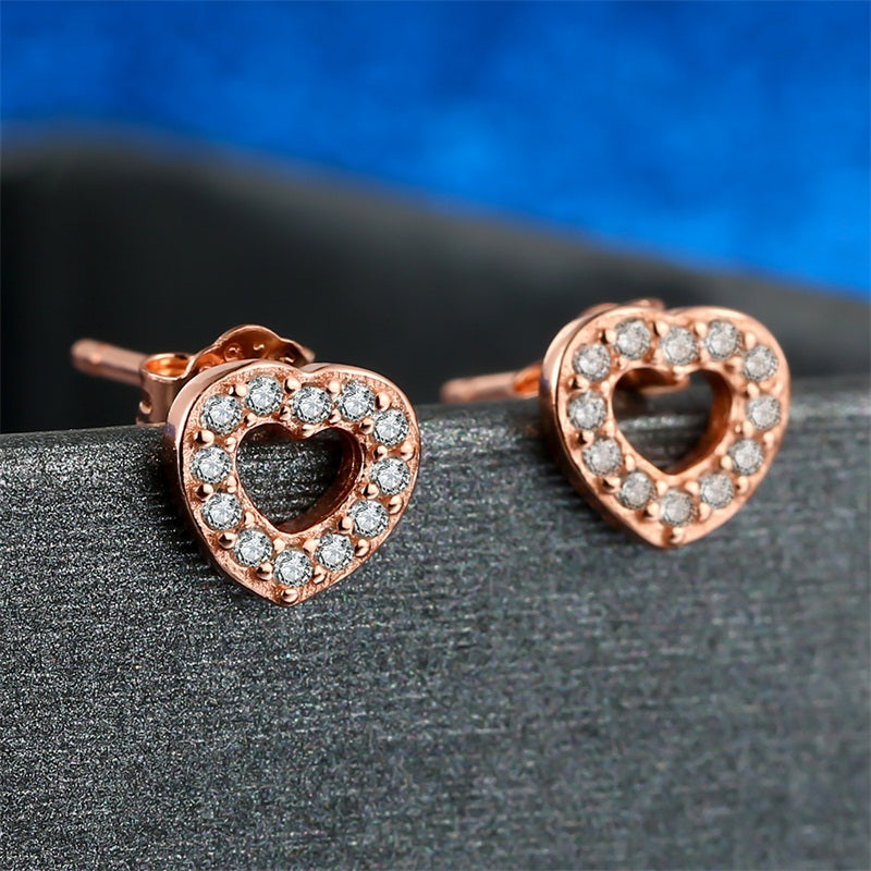 Captured Heart Sterling Silver rose gold stud Earrings