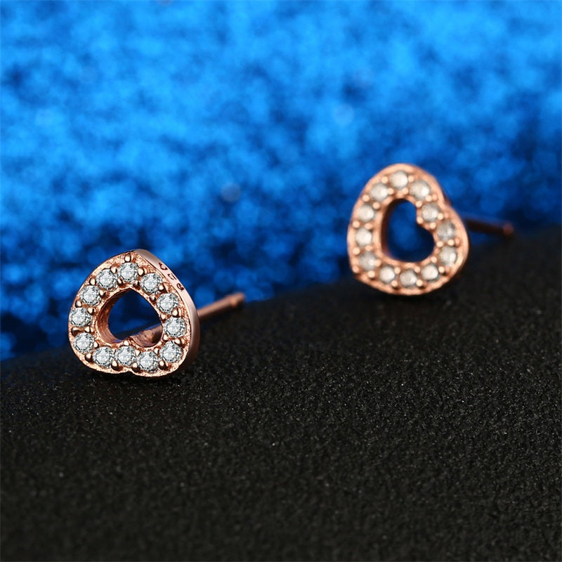Captured Heart Sterling Silver rose gold stud Earrings