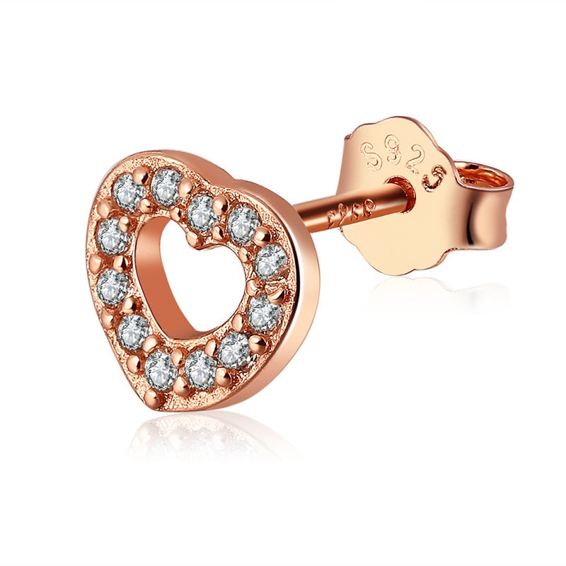 Captured Heart Sterling Silver rose gold stud Earrings
