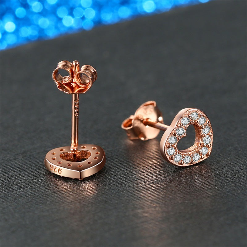 Captured Heart Sterling Silver rose gold stud Earrings