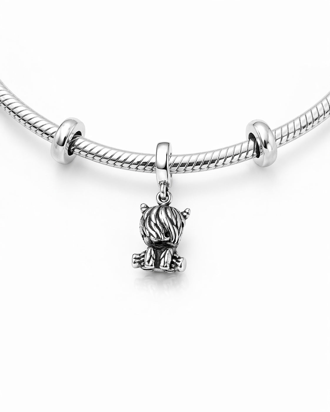 Highland Cow Dangle Charm Hallmarked S925 Sterling Silver
