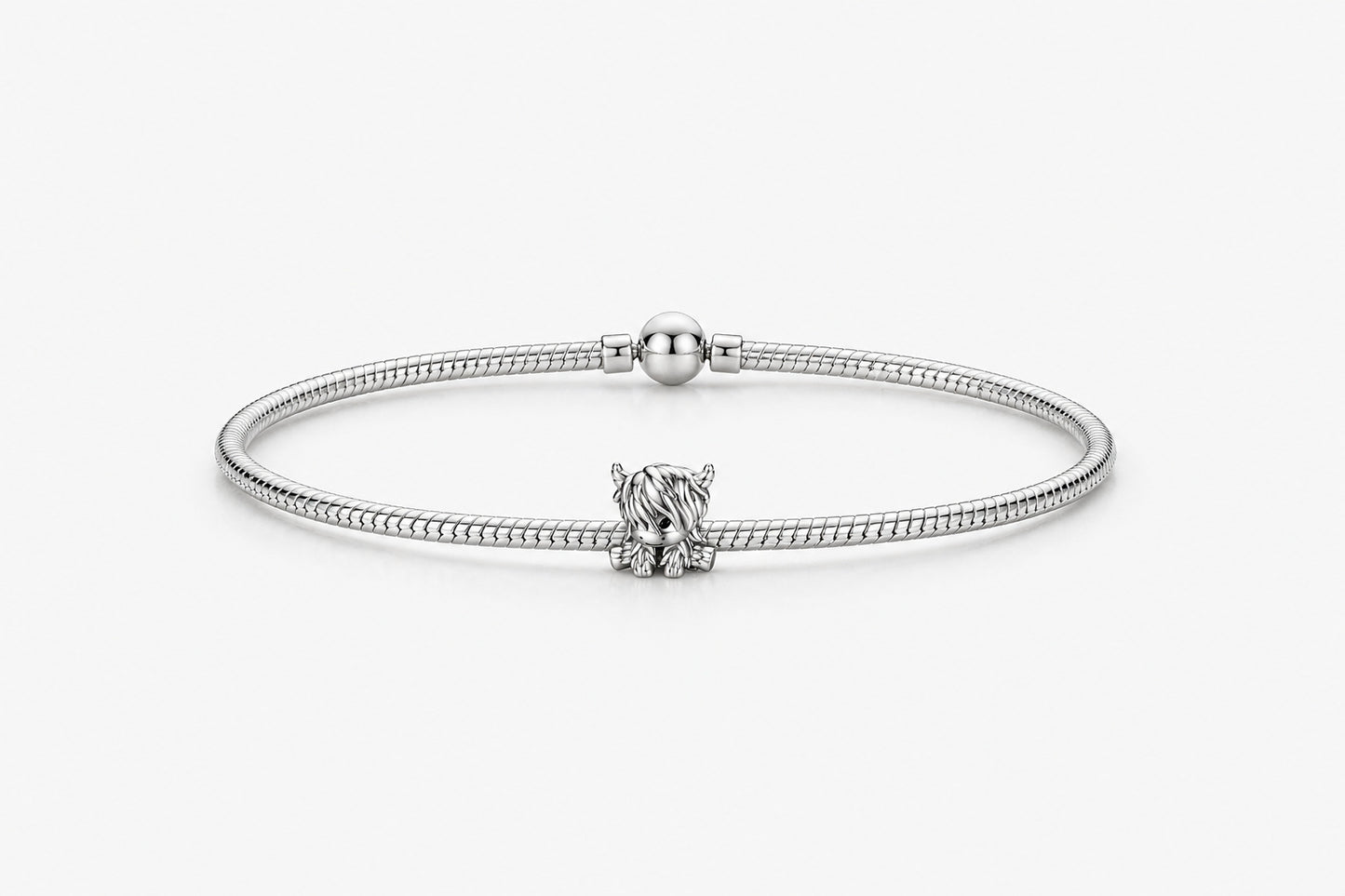 Scottish Highland Cow Charm Hallmarked S925 Sterling Silver