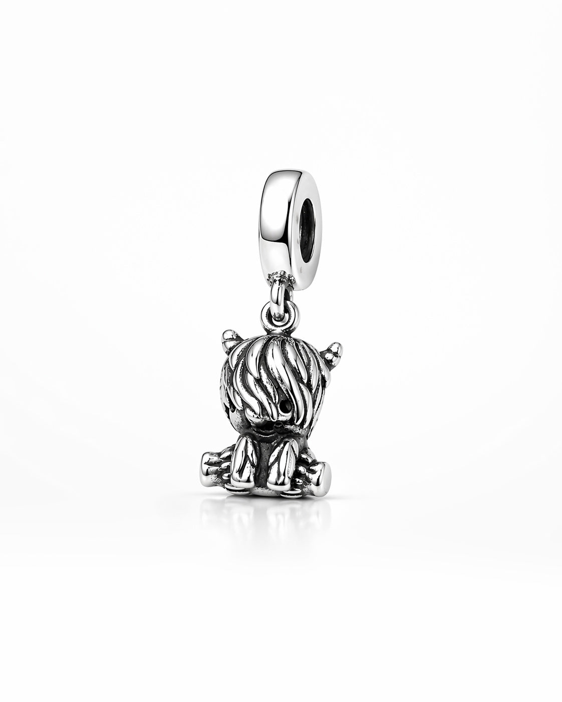 Highland Cow Dangle Charm Hallmarked S925 Sterling Silver