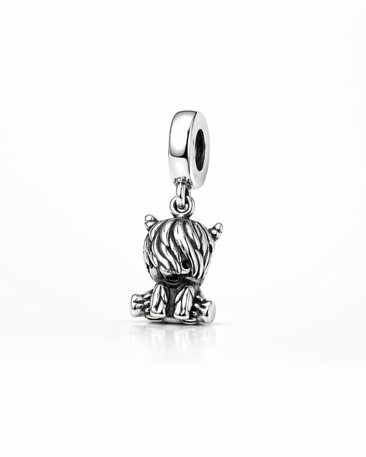 Highland Cow Dangle Charm Hallmarked S925 Sterling Silver